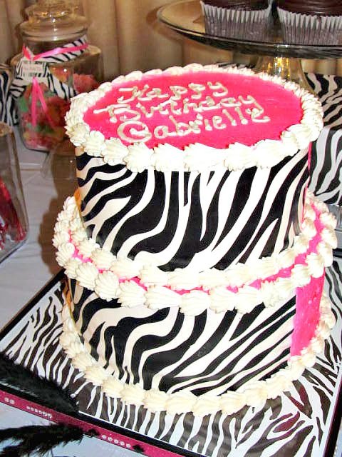 pink zebra spa party cake