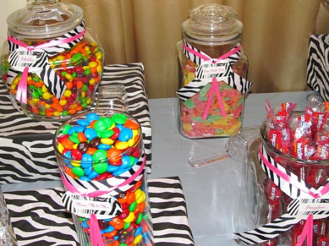 pink zebra spa party candy
