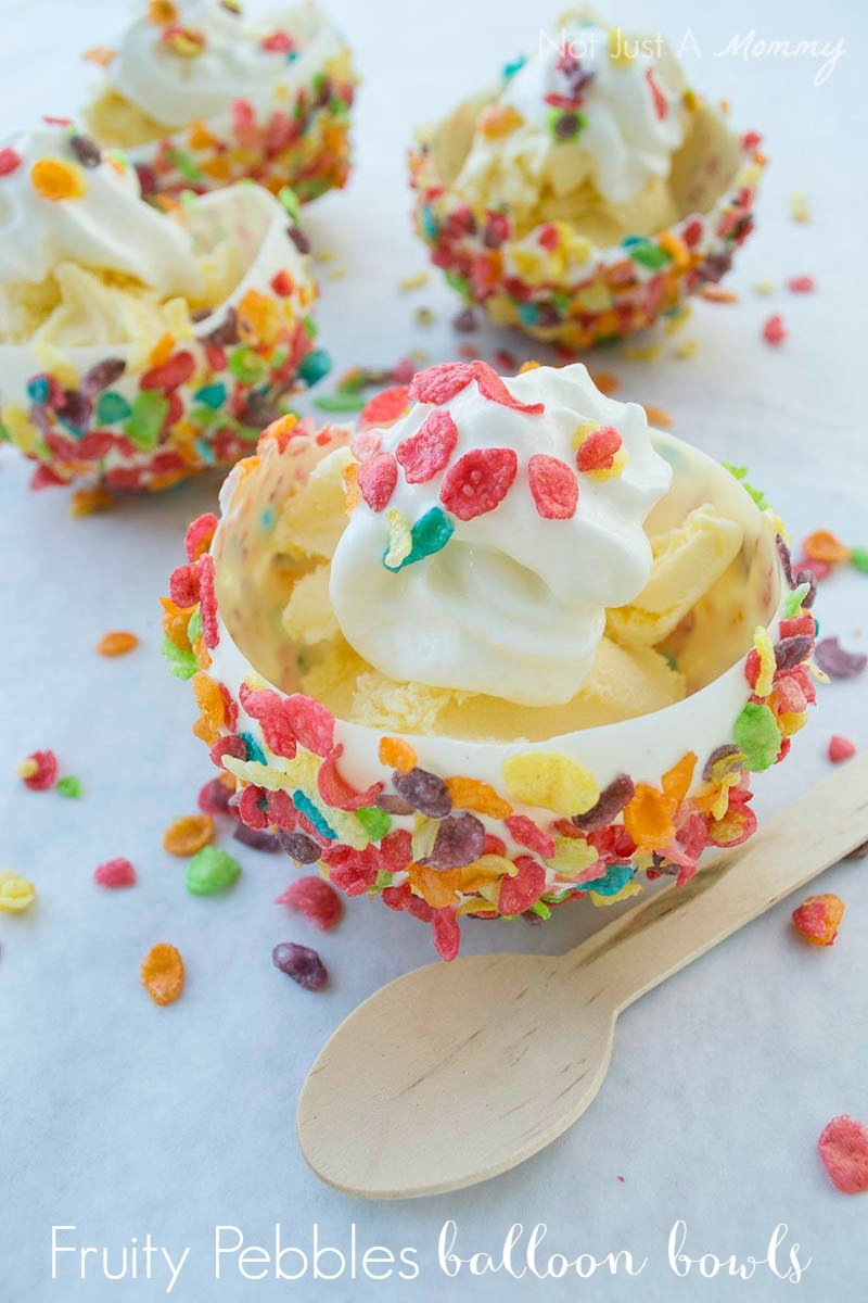 Make your treats even more amazing in edible Fruity Pebbles balloon bowls