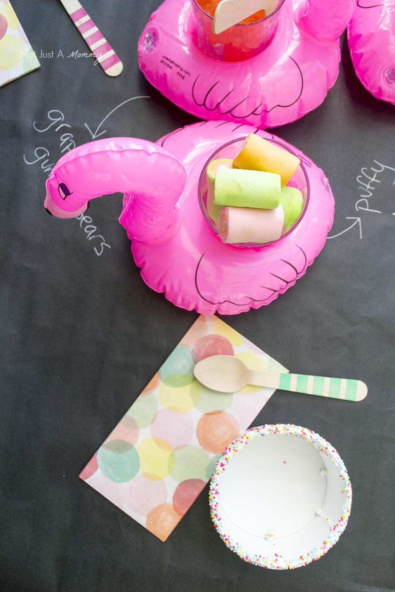 How To Throw An Impromptu Ice Cream Party; rimming our cups with sprinkles