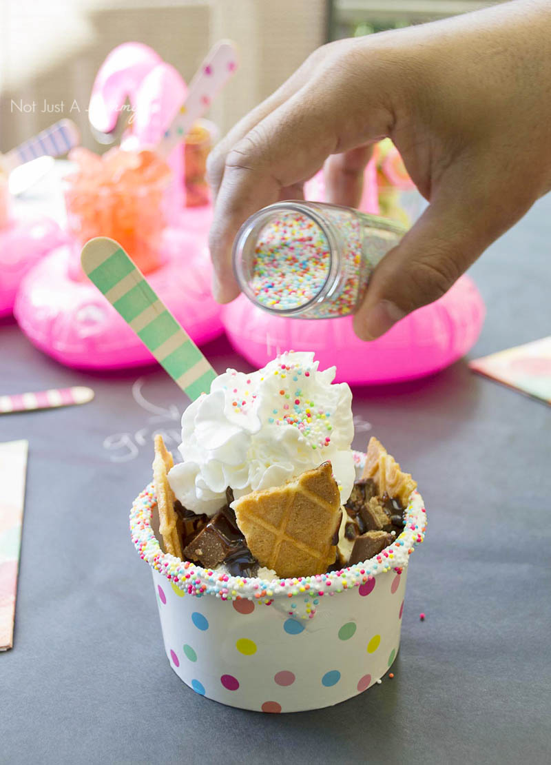 How To Throw An Impromptu Ice Cream Party; having sprinkle fun