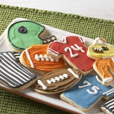 iced football cookies