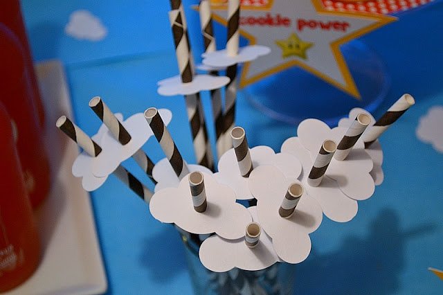 Mario party paper cloud straws