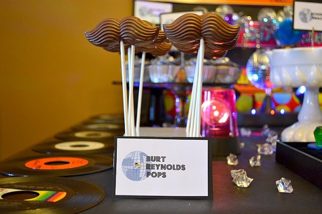 70s Disco Party table mustache pops