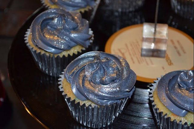 70s Disco Party table disco glitter cupcakes