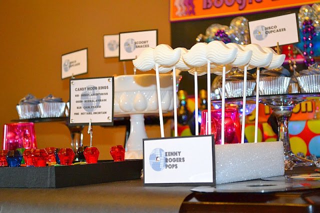 70s Disco Party table mustache pops 2