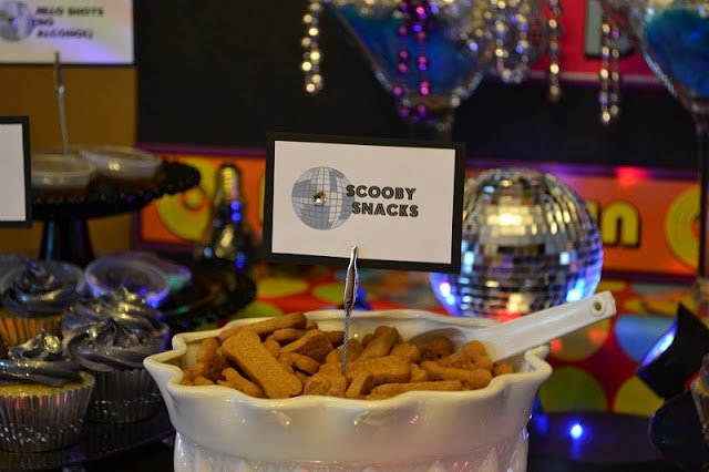 70s Disco Party table Scooby Snacks