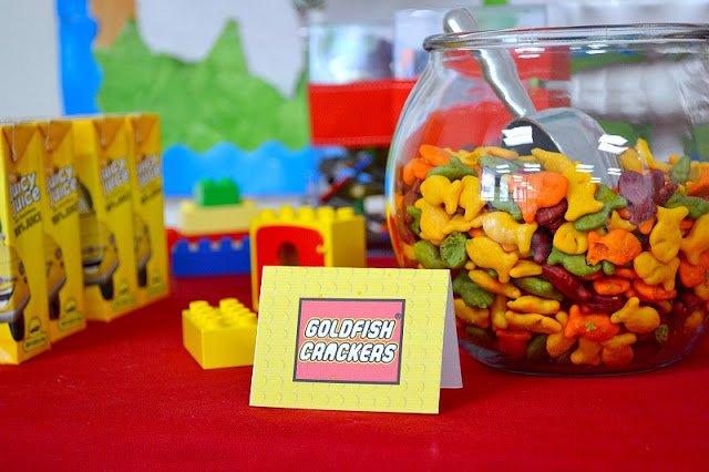 LEGO party dessert table snacks