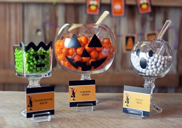 Halloween party decor candy bowls