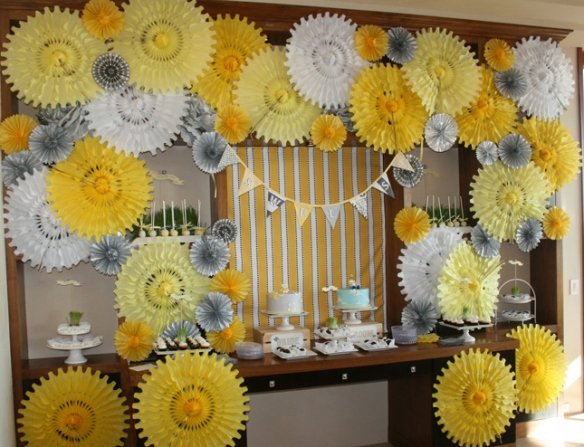 paper fans/rosettes collage