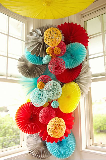 paper fans/rosettes collage 2