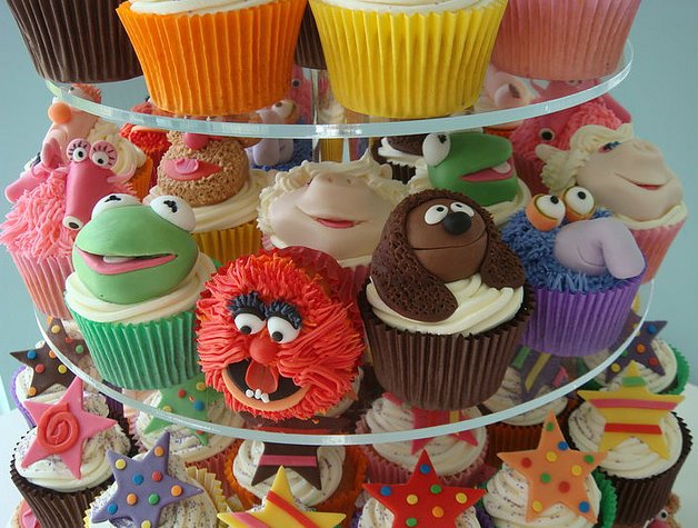 Muppet movie party collage cupcakes