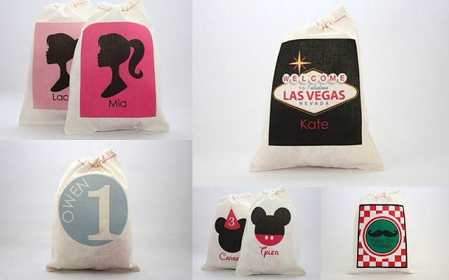 Paper Nook drawstring favor bag collage