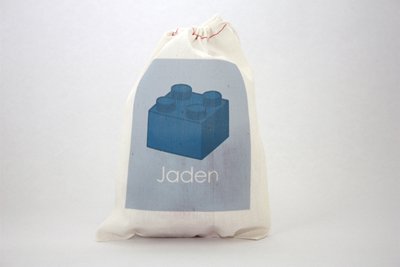 Paper Nook drawstring favor bags LEGO party