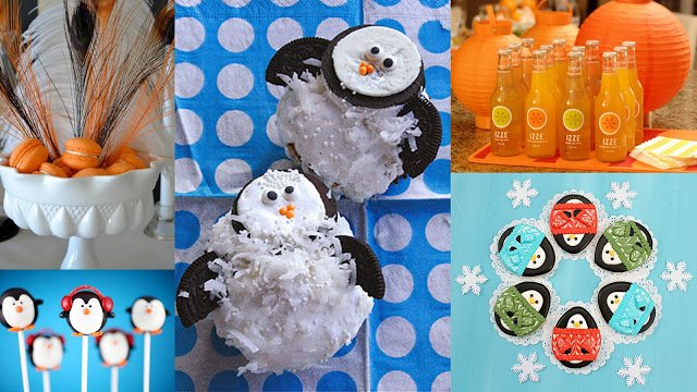 penguins party food collage