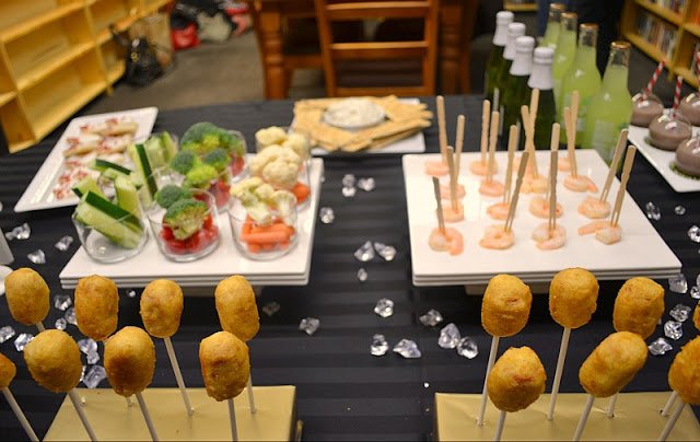 Christmas gift wrapping party food mini corn dogs