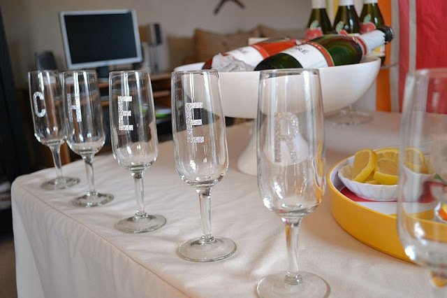 Toast In The New Year Brunch mimosa bar glass with stickers