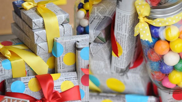 Earth Day newspaper wrapping party