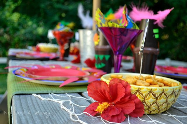 Aloha To Summer Party kids table cocktail glasses