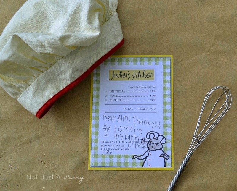 Little Chef Cooking Party thank you cards