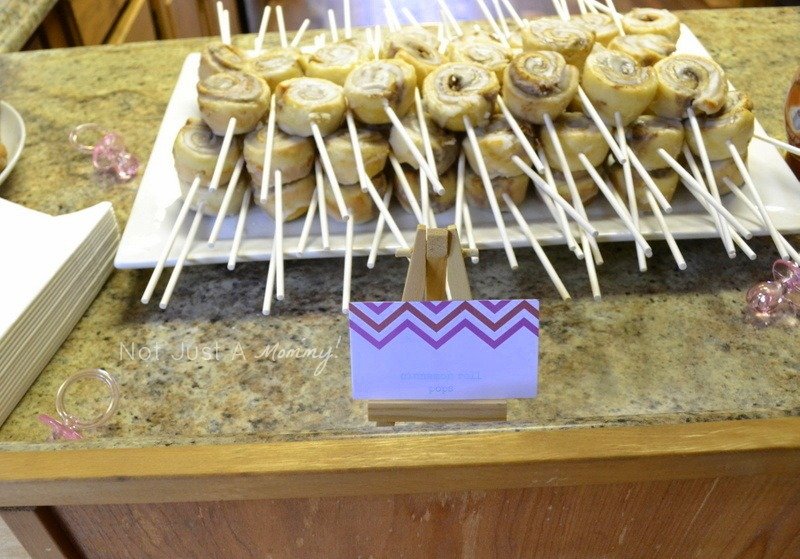 Sugar and spice autumn themed baby girl shower cinnamon rolls pops