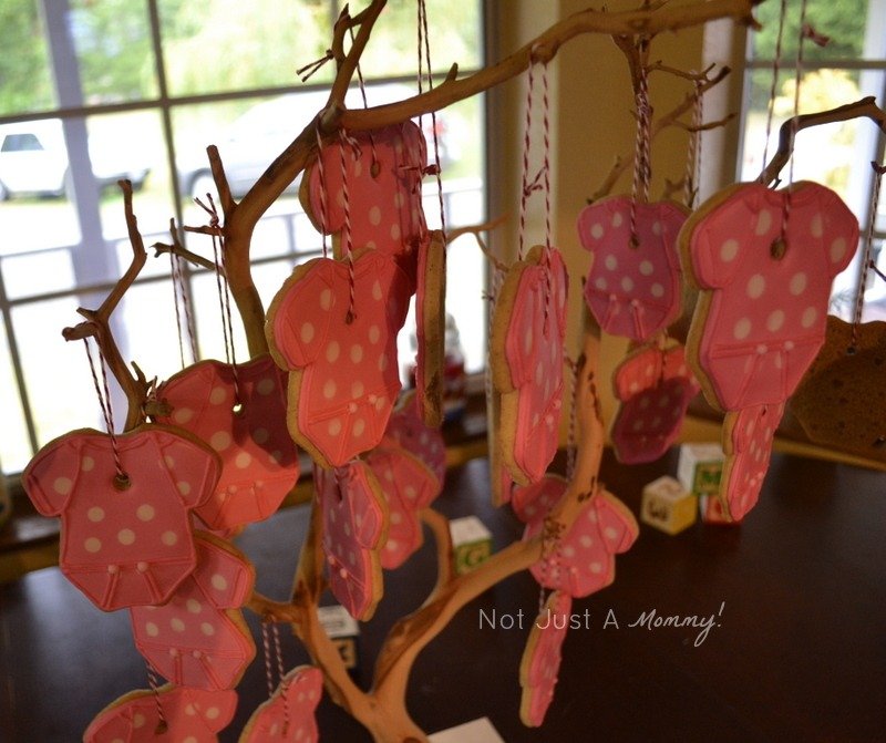 Sugar and spice autumn themed baby girl shower cookie favor tree