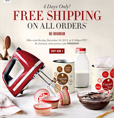 Williams Sonoma free shipping