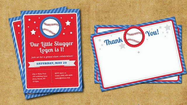 Get The Party Started baseball invites and thank yous