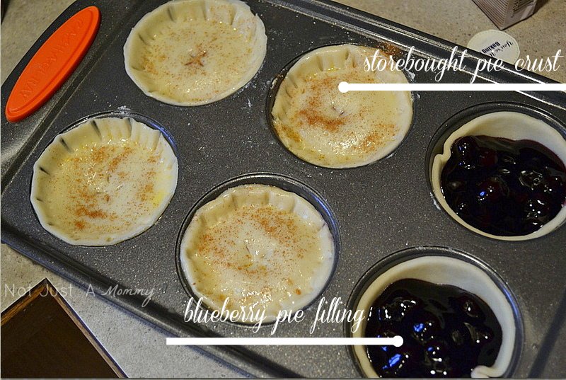 Lucky Leaf Baby Blueberry Pies in the pan