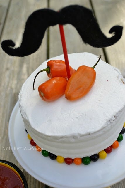 1 cake 3 ways Cinco De Mayo cake peppers mustache