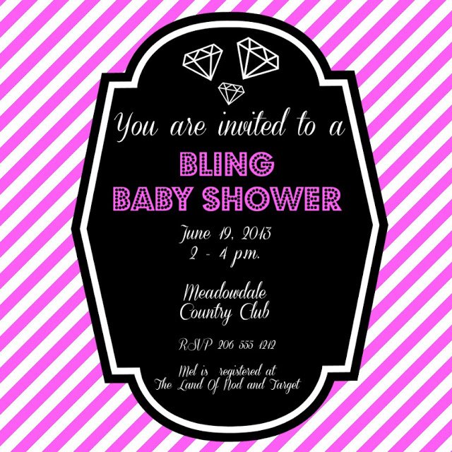 bling baby shower invite
