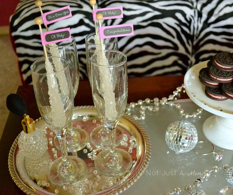 bling baby shower table rock candy stirrers
