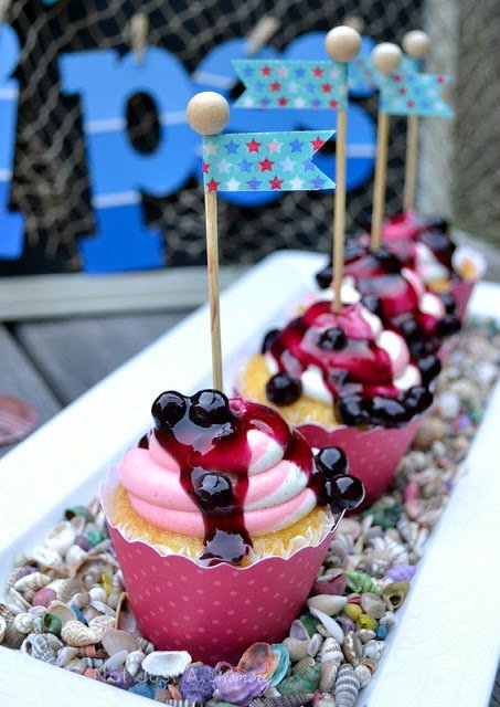 starfish and stripes 4th of july washi tape cupcake toppers