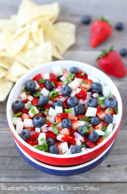 Labor Day party ideas blueberry strawberry & jicama salsa