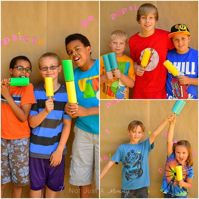 Pop Up Popsicle Party photo booth with pool noodle popsicles