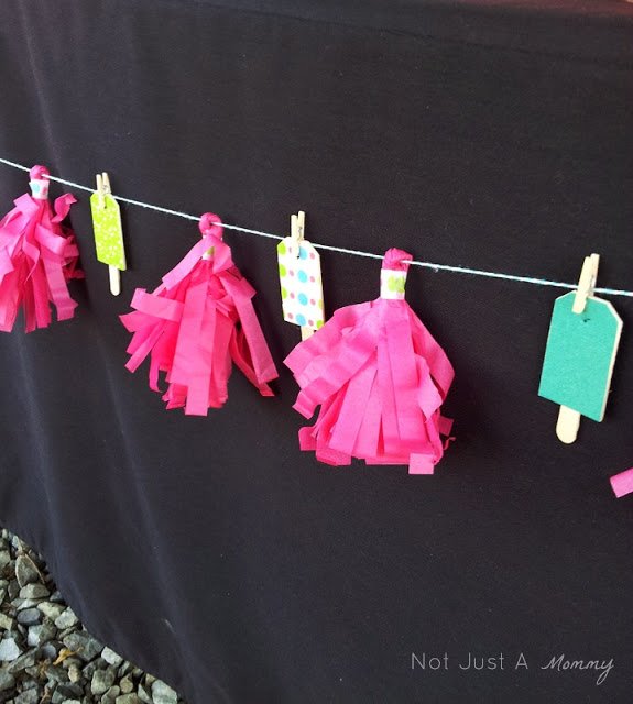 Pop Up Popsicle Party wood tag garland