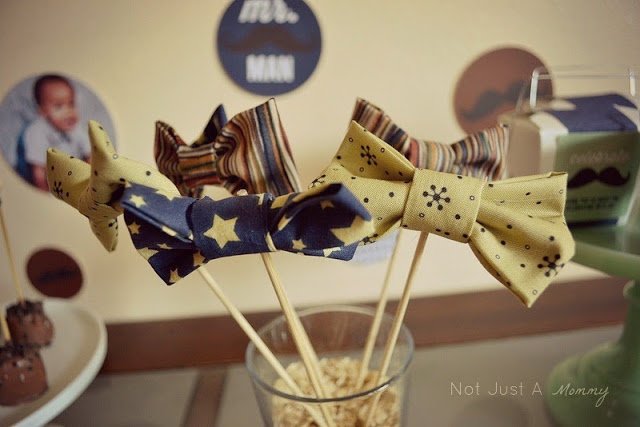 Little Man First Birthday no sew bow ties