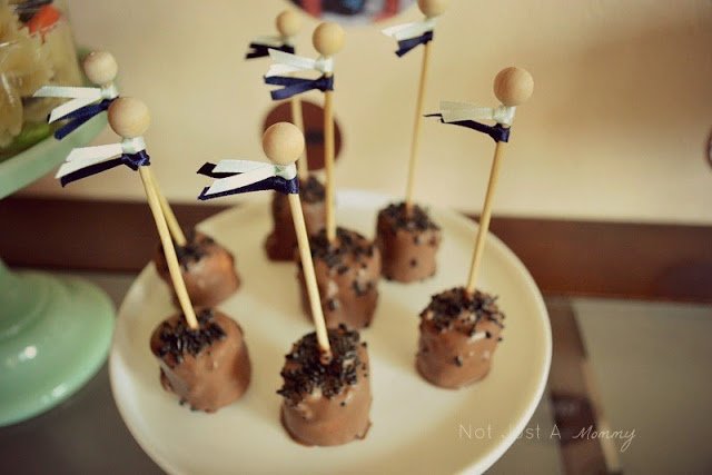 Little Man First Birthday Lunch dipped marshmallows