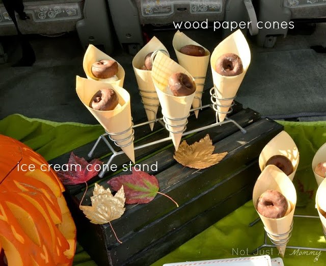 pumpkin patch tailgating party wood paper cones