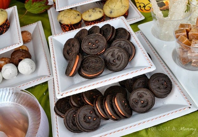 pumpkin patch tailgating party paper plate cake stand