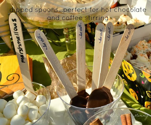 pumpkin patch tailgating party dipped chocolate spoons