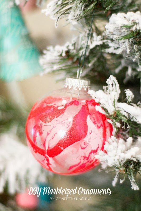 The Party Hop: Handmade Holiday DIY marbleized ornaments