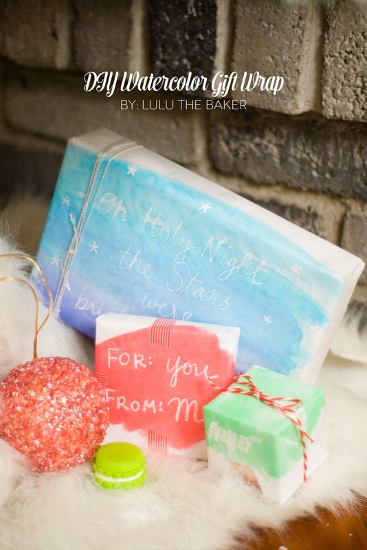 The Party Hop: Handmade Holiday DIY watercolor gift wrap