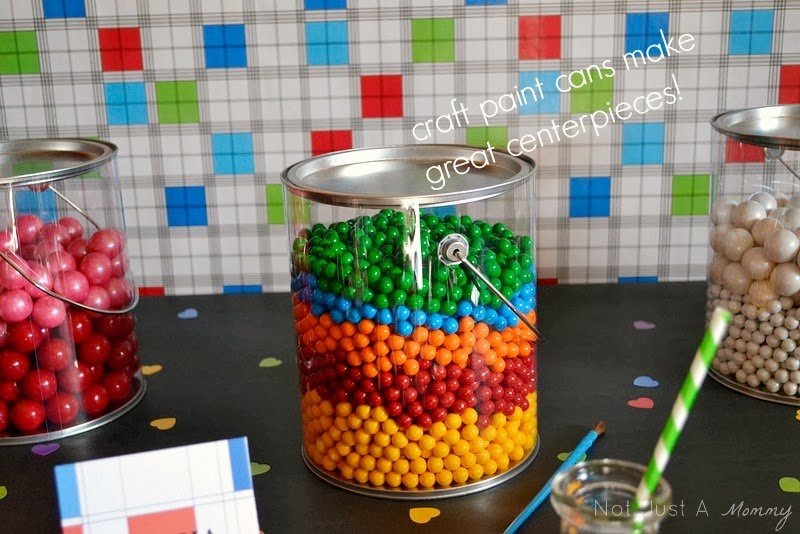 Color Of Love Valentine party table paint can centerpiece