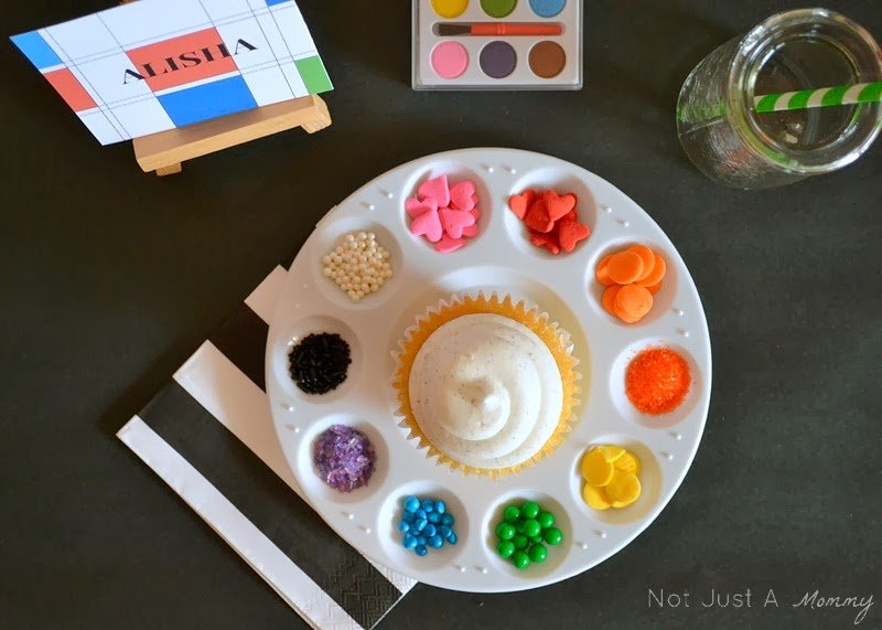 Color Of Love Valentine party table paint palette cupcake