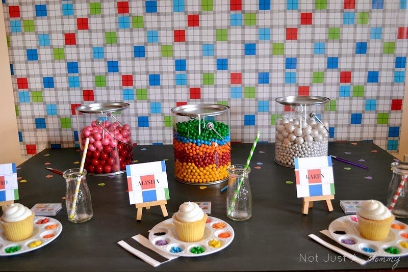 Color Of Love Valentine party table wide view