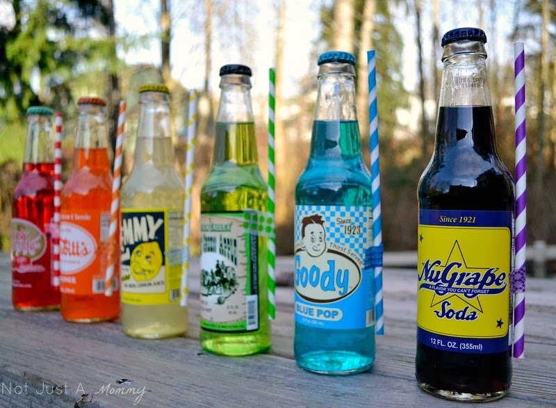 Rainbow Soda Bar with washi tape and paper straws