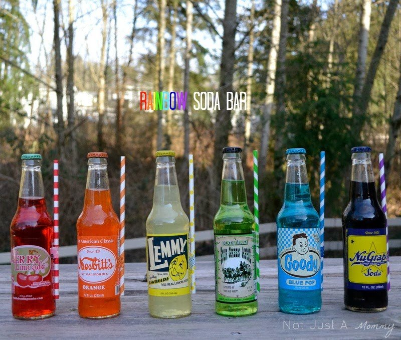 Rainbow Soda Bar with bottles from Cost Plus Market