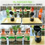 Pot O' Gold Place Cards + Leprechaun Bottle Centerpieces