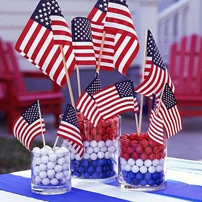 Memorial Day flag gumball centerpiece